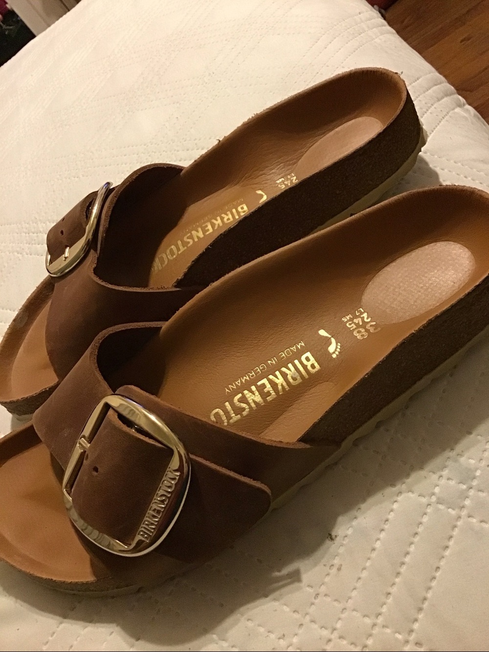 Birkenstock Brown Leather Single-Buckle Slide Sandals - Picture 7 of 8